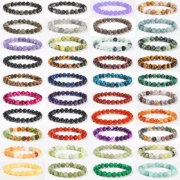 6 8 10mm Natural Stone Beaded Bracelet Obsidian Fluorite Quartz Jasper Healing Beads Bangles Women Men Stretch Yoga Jewelry