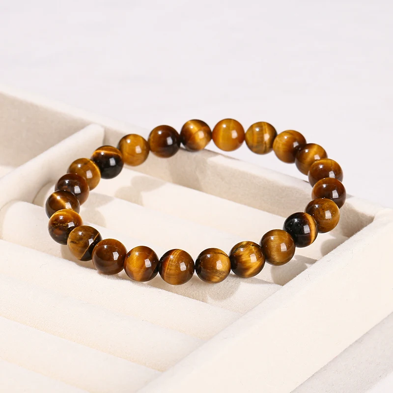Natural Yellow Tiger Eye Stone Beaded Bracelet Women Men Handmade Yoga Meditation Couple Healing Lovers Cool Bangles