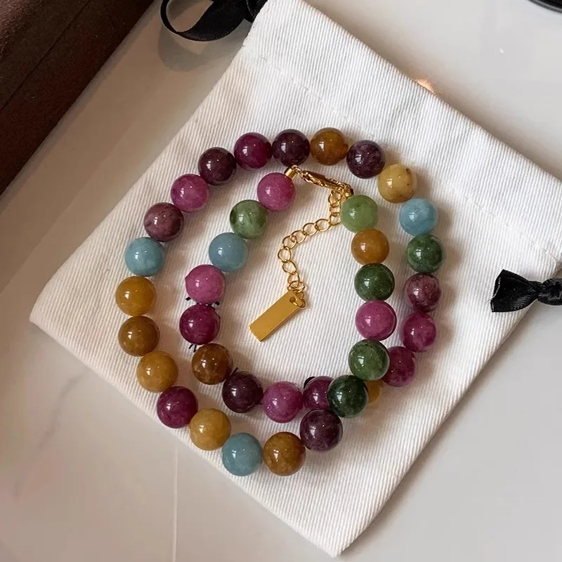 100% Natural Colorful Tourmaline Stone 14K Gold Filled Female Beads Chain Necklace Jewelry For Women Birthday Gifts - Image 3