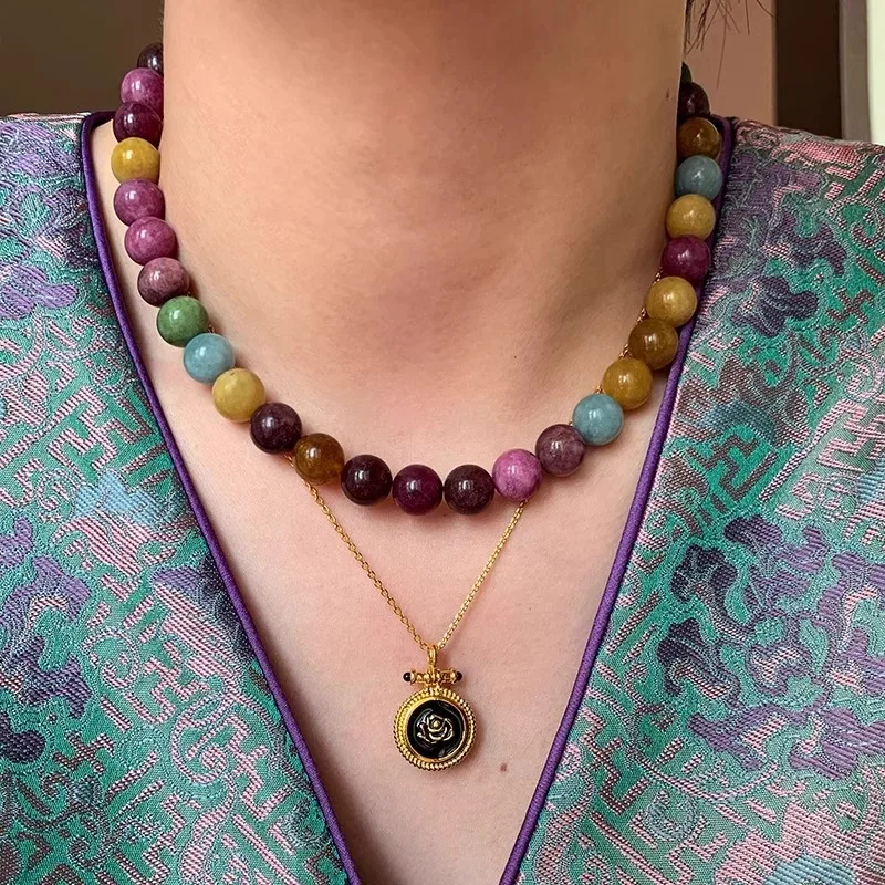 100% Natural Colorful Tourmaline Stone 14K Gold Filled Female Beads Chain Necklace Jewelry For Women Birthday Gifts - Image 4