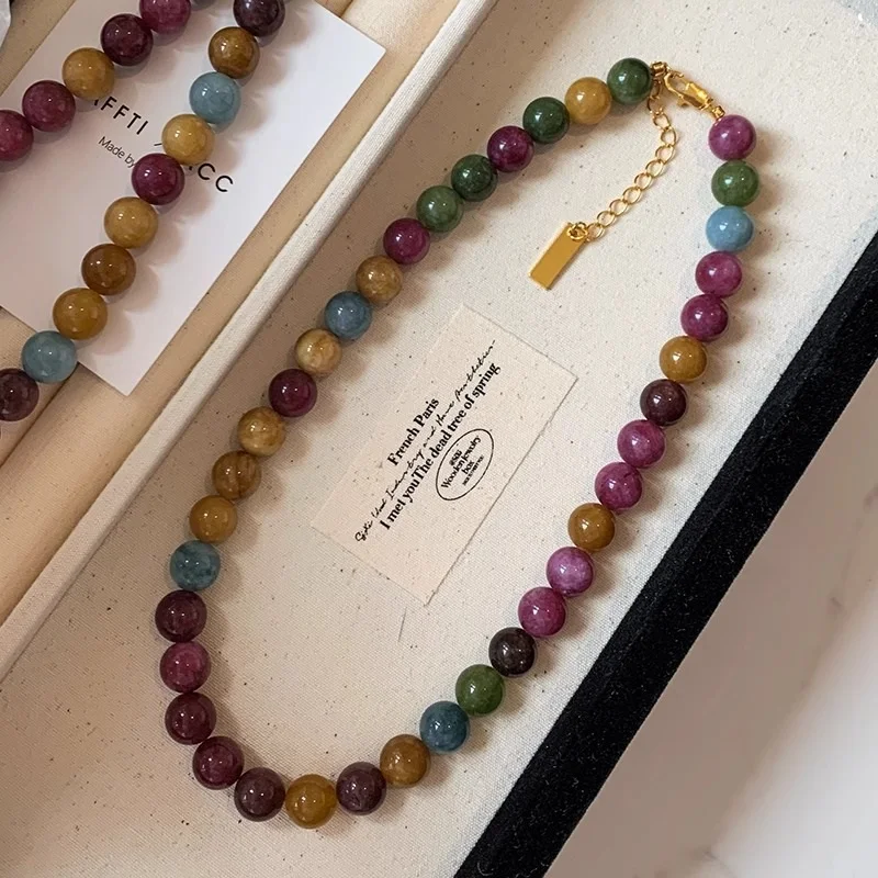 100% Natural Colorful Tourmaline Stone 14K Gold Filled Female Beads Chain Necklace Jewelry For Women Birthday Gifts - Image 5