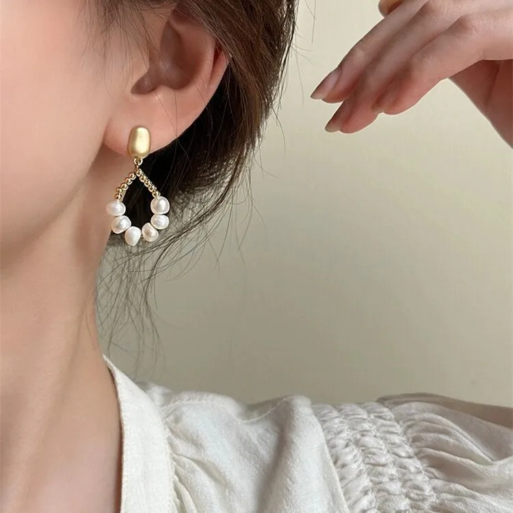 100% Natural Freshwater Pearl 14K Gold Filled Water Drop Female Tassels Stud Earrings Jewelry For Women Gifts Anti Allergy - Image 3