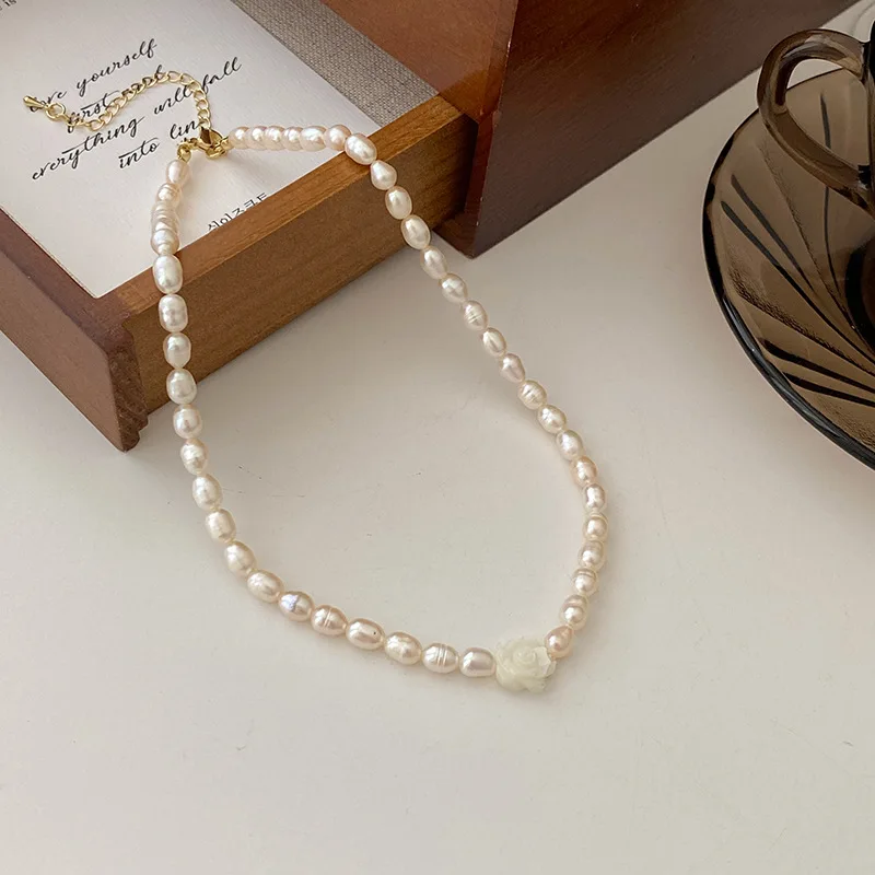 100% Natural Freshwater Pearl Elegant Rose Flower 14K Gold Filled Ladies Chain Necklace Promotion Jewelry For Women Cheap - Image 5