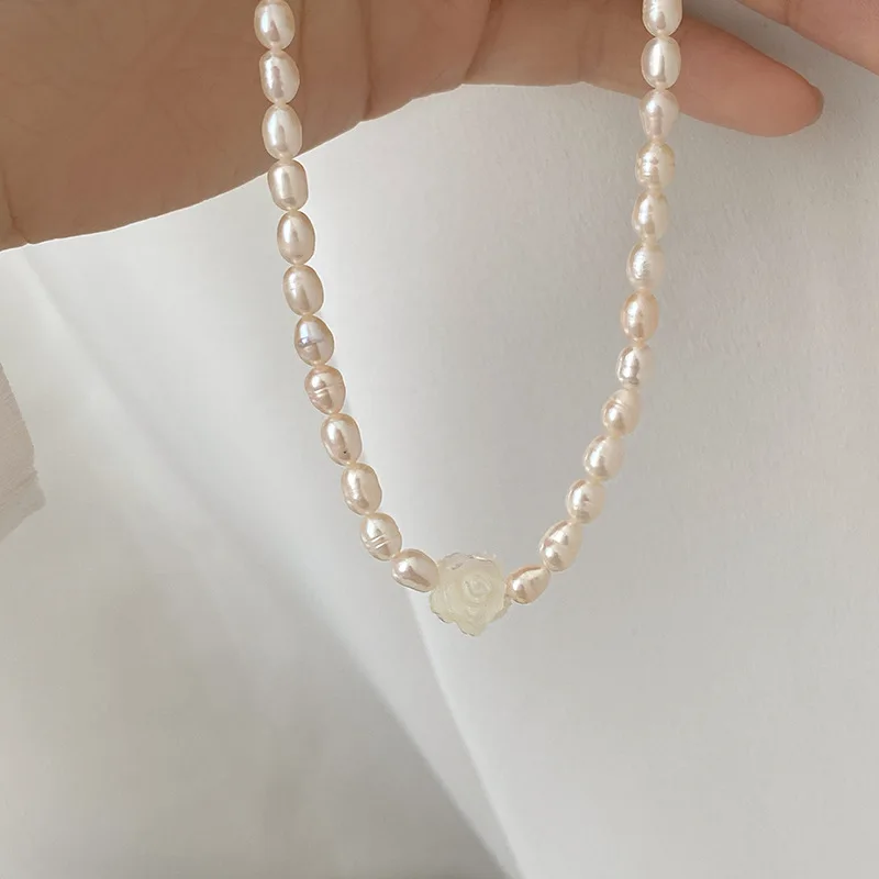 100% Natural Freshwater Pearl Elegant Rose Flower 14K Gold Filled Ladies Chain Necklace Promotion Jewelry For Women Cheap - Image 6