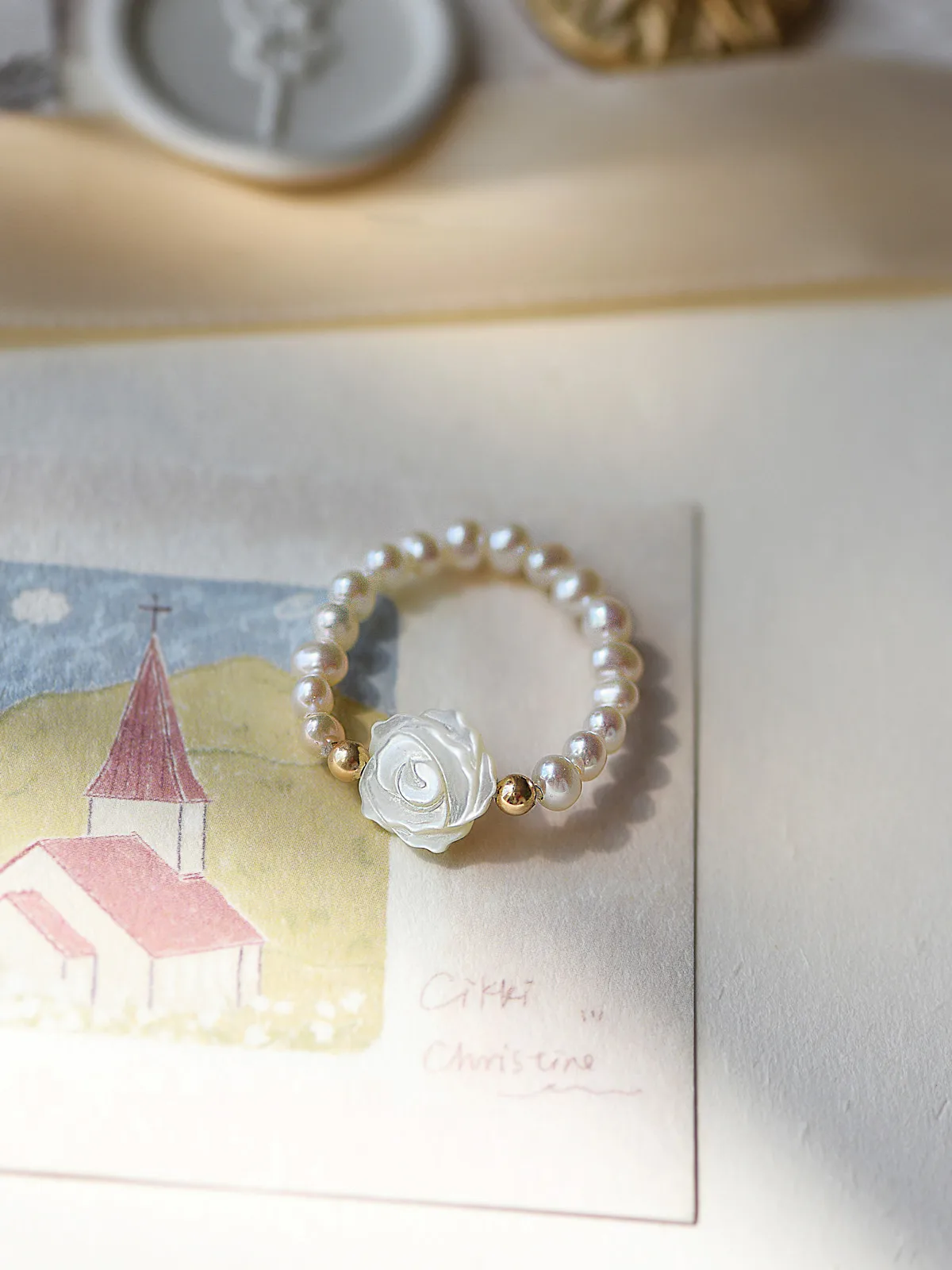 100% Natural Freshwater Pearl Trendy Rose Flower 14K Gold Filled Ladies Ring Jewelry For Women Wedding Gifts No Fade - Image 2