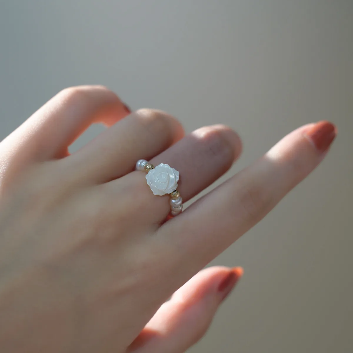 100% Natural Freshwater Pearl Trendy Rose Flower 14K Gold Filled Ladies Ring Jewelry For Women Wedding Gifts No Fade - Image 3