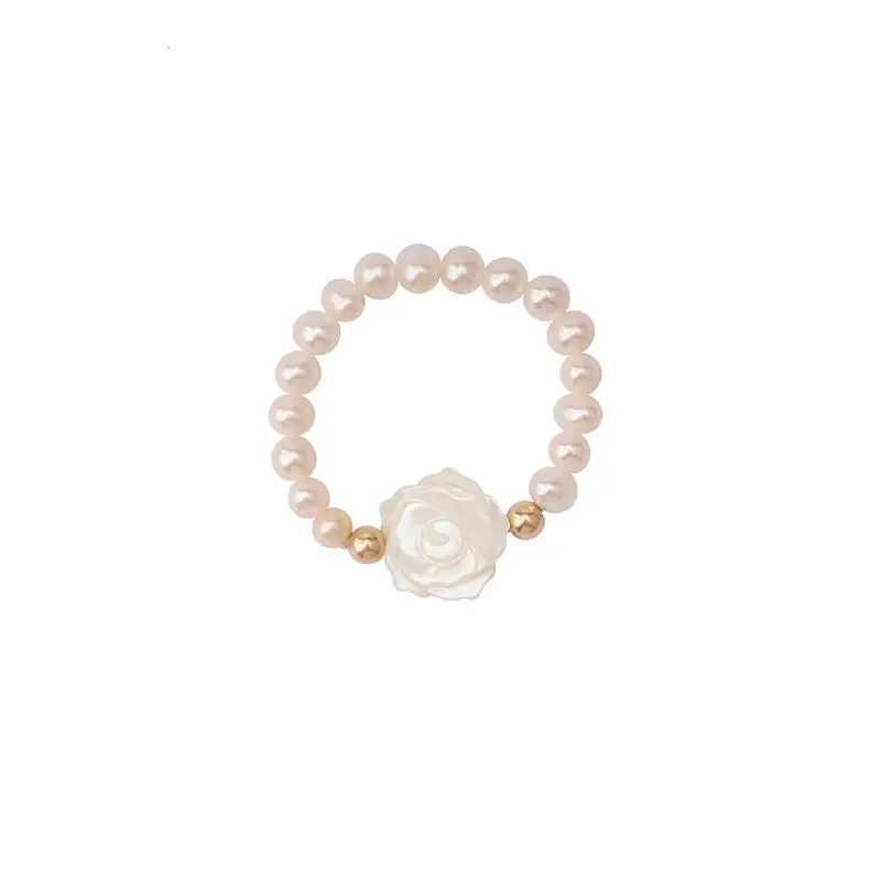 100% Natural Freshwater Pearl Trendy Rose Flower 14K Gold Filled Ladies Ring Jewelry For Women Wedding Gifts No Fade - Image 6