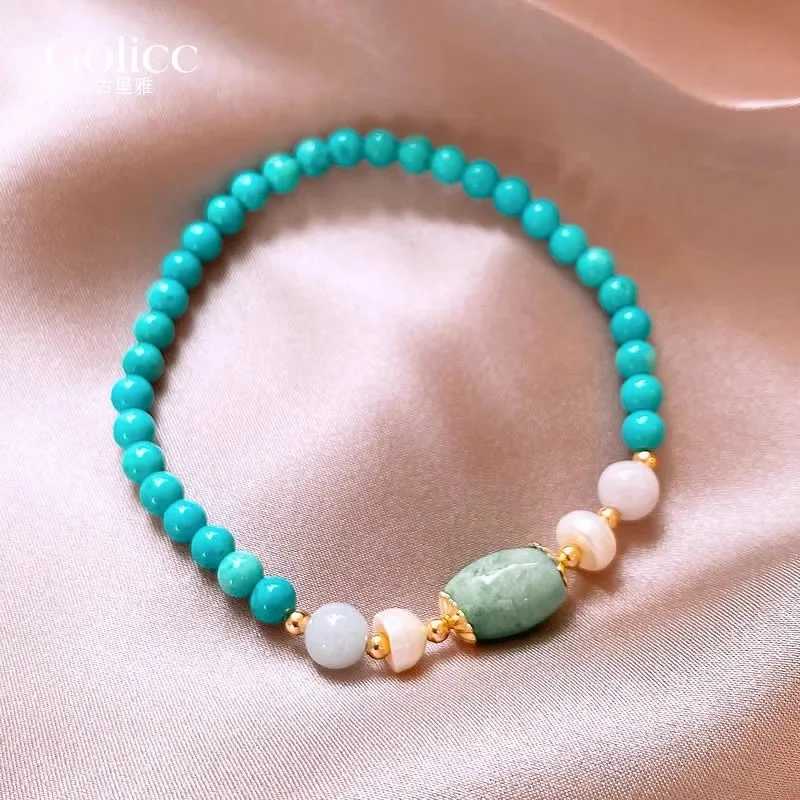 100% Natural Freshwater Pearl & Turquoise & Jade Stone 14K Gold Filled Female Beads Chain Bracelet Jewelry For Women Gifts Cheap - Image 3