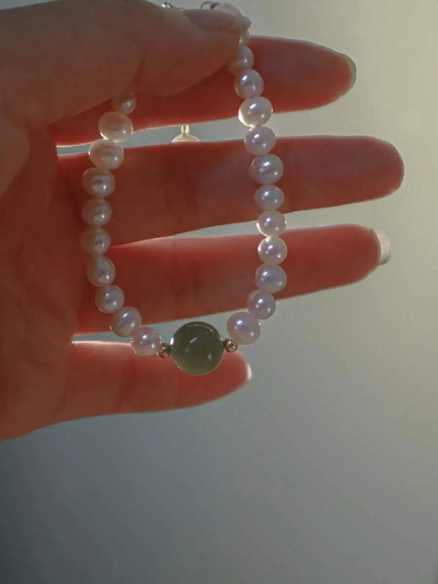 100% Natural Jade Stone & Freshwater Pearl 14K Gold Filled Ladies Bracelet Jewelry For Women Birthday Gifts - Image 4