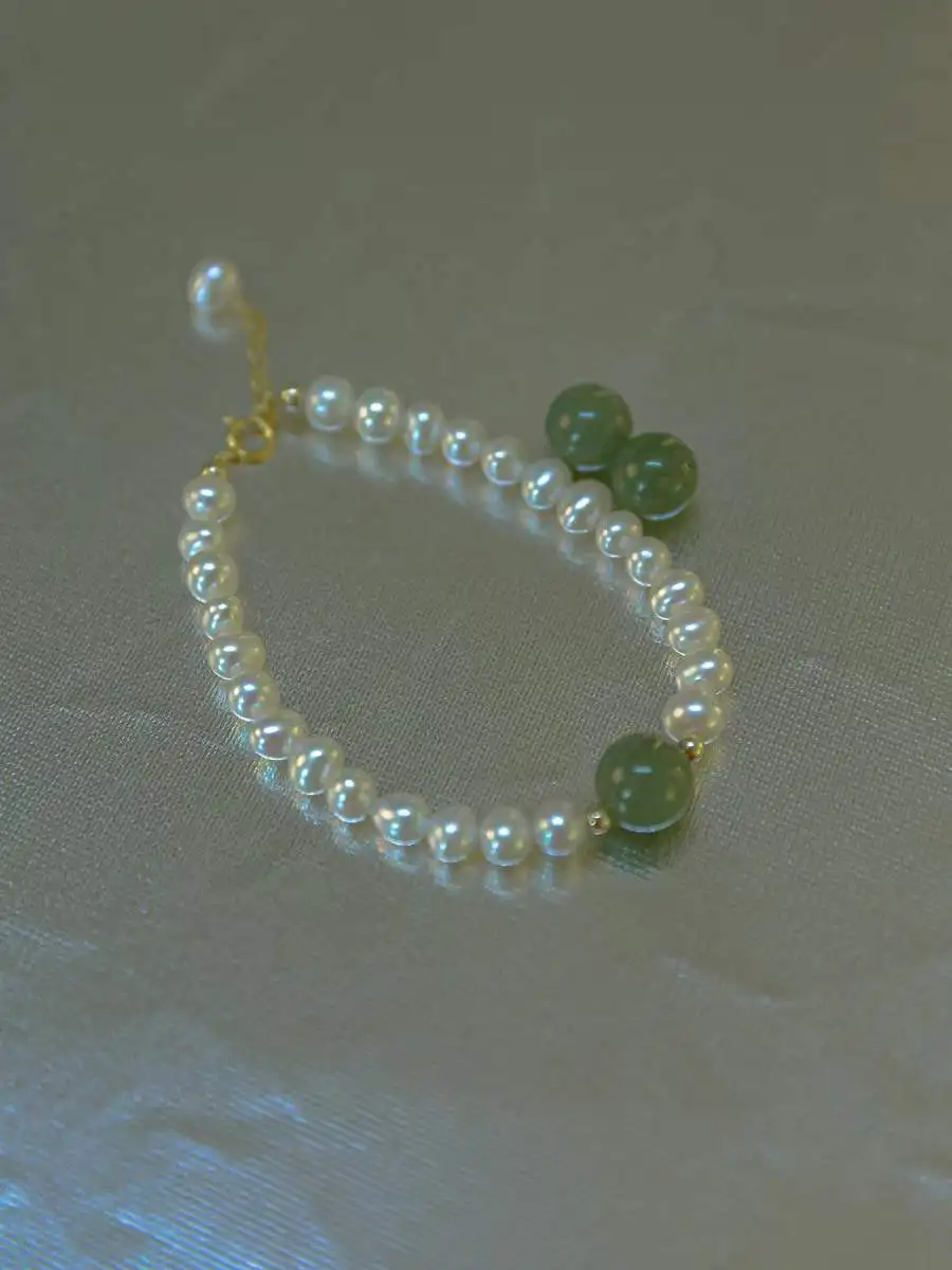 100% Natural Jade Stone & Freshwater Pearl 14K Gold Filled Ladies Bracelet Jewelry For Women Birthday Gifts - Image 6