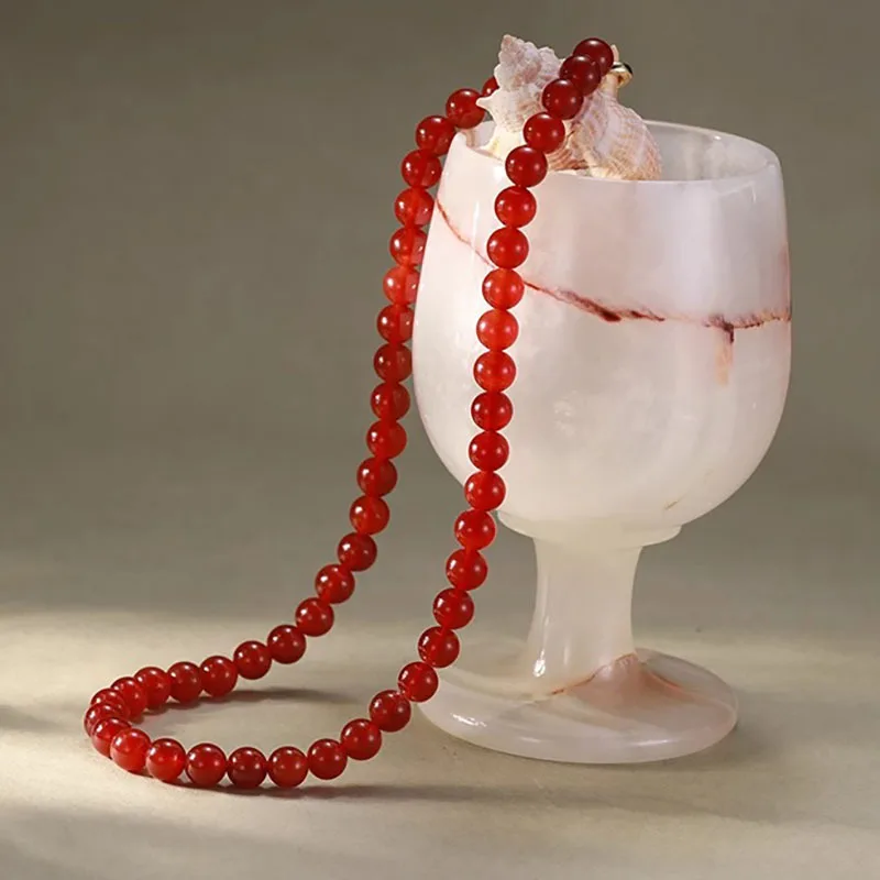 100% Natural Red Agate Stone Sweet Lucky Flower 14K Gold Filled Female Beads Chain Necklace Jewelry For Women Wedding Gifts - Image 4