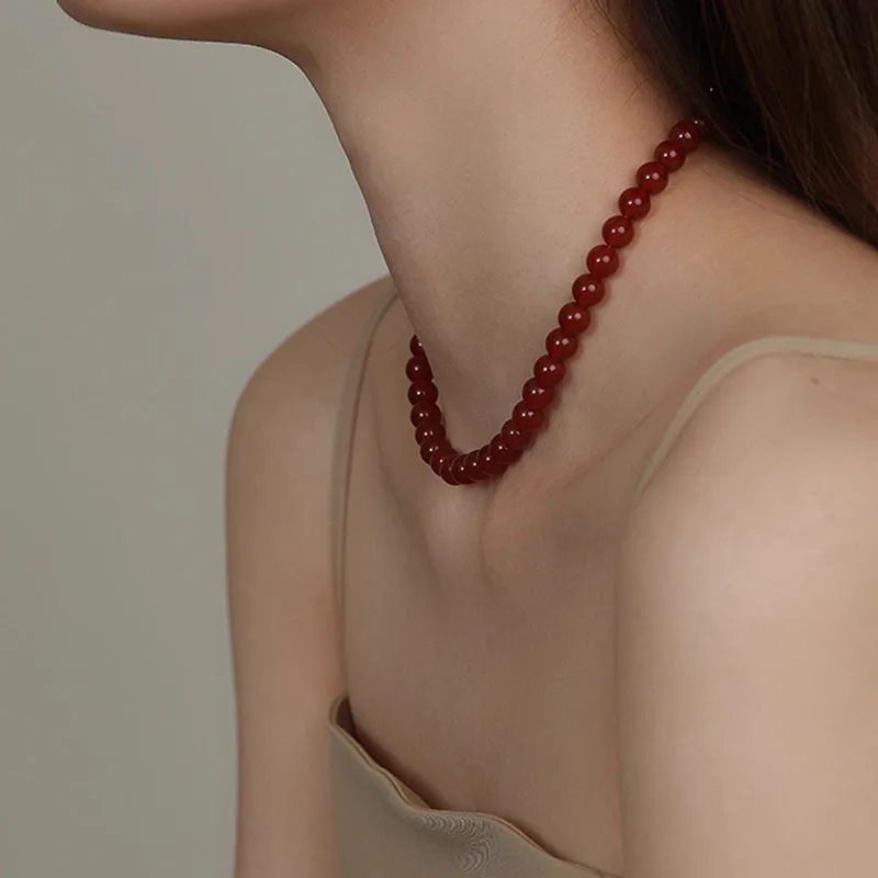 100% Natural Red Agate Stone Sweet Lucky Flower 14K Gold Filled Female Beads Chain Necklace Jewelry For Women Wedding Gifts - Image 5