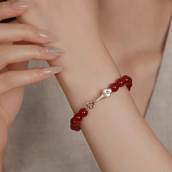 100% Natural Red Agate Stone Sweet Lucky Flower 14K Gold Filled Female Beads Chain Necklace Jewelry For Women Wedding Gifts - Image 6