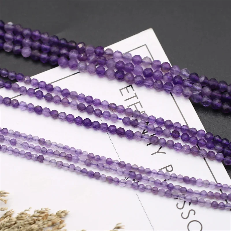 2/3/4mm Natural Stone Faceted Crystal Beads Amethyst Loose Spacer Beads for Jewelry Making DIY Necklaces Bracelets Accessory - Image 4