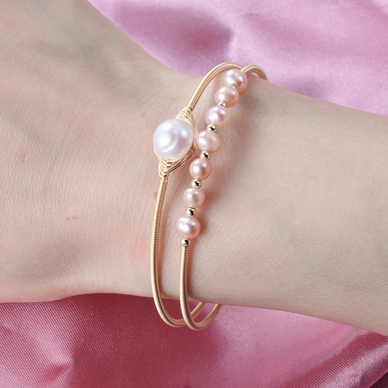 New Style Natural Freshwater Pearl 14K Gold Filled Female Bangle Jewelry For Women Birthday Gifts Hot Sell No Fade - Image 2