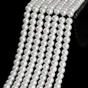 2025 New 3MM-12MM Artificial white shell pearl round loose spacer opal moon stone beads for jewelry making diy necklace bracelet