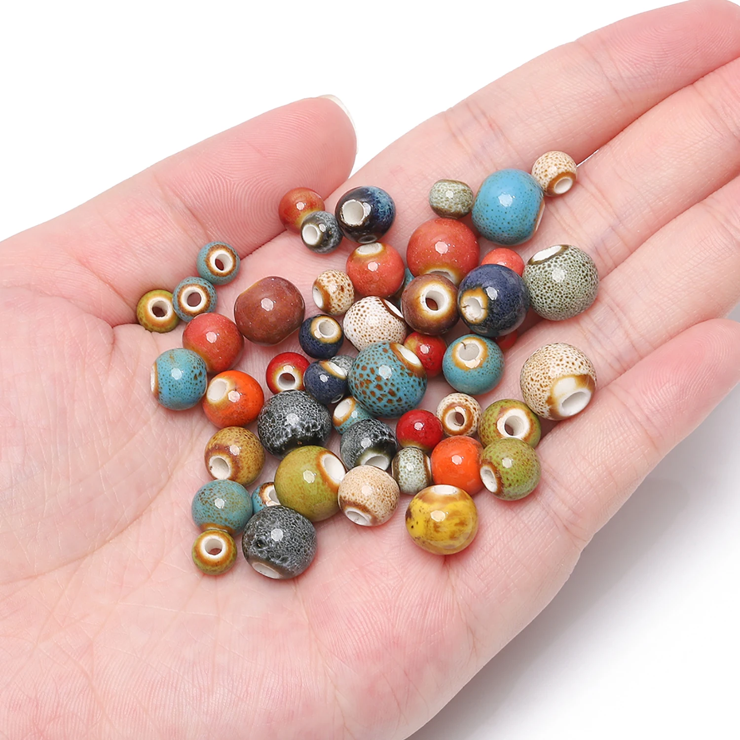 30pcs/lot Mix Color Porcelain Ceramic Beads 6mm 8mm 10mm Round Loose Spacer Beads for Jewelry Making Diy Bracelet Accessories - Image 4