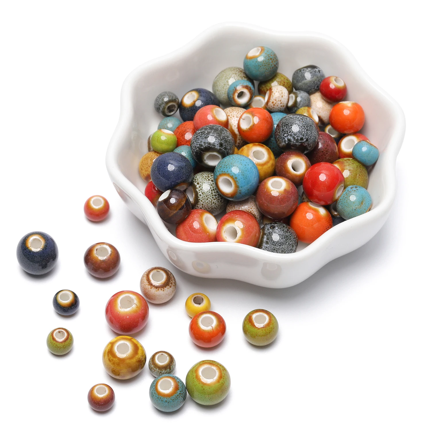 30pcs/lot Mix Color Porcelain Ceramic Beads 6mm 8mm 10mm Round Loose Spacer Beads for Jewelry Making Diy Bracelet Accessories - Image 5