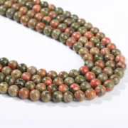 4-12mm Natural Stone Unakite Jasper Bead Round Loose Spacer Beads 15" Inch for Jewelry Making DIY Bracelet Necklace Accessory