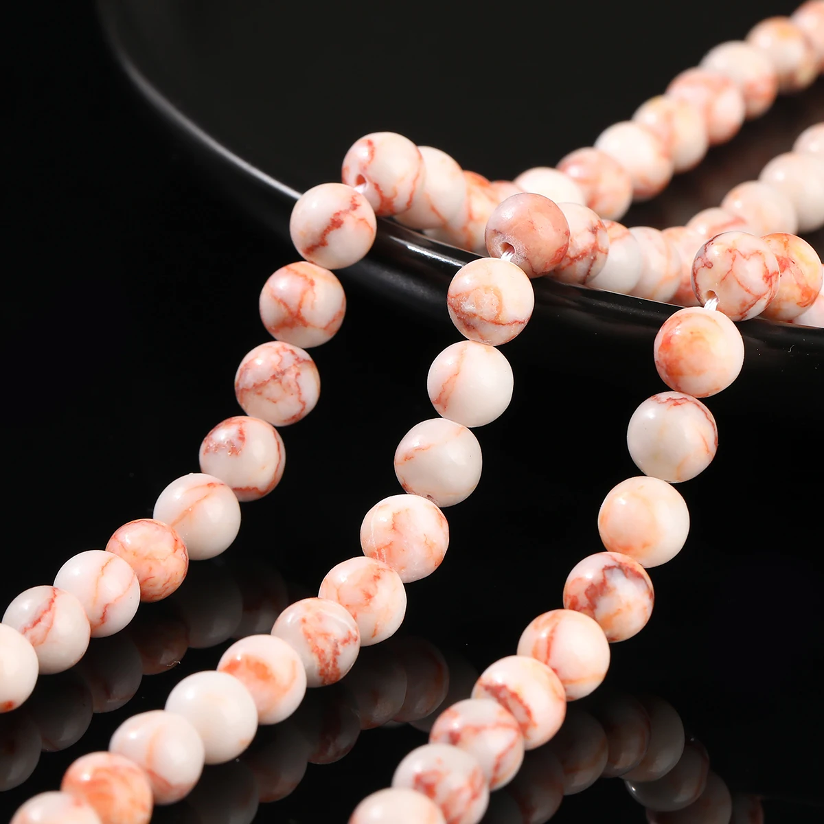 4 6 8 10mm Natural Stone Red Striped Net Stone Bead Round Loose Spacer Bead for Jewelry Making DIY Bracelet Necklace Accessories - Image 3