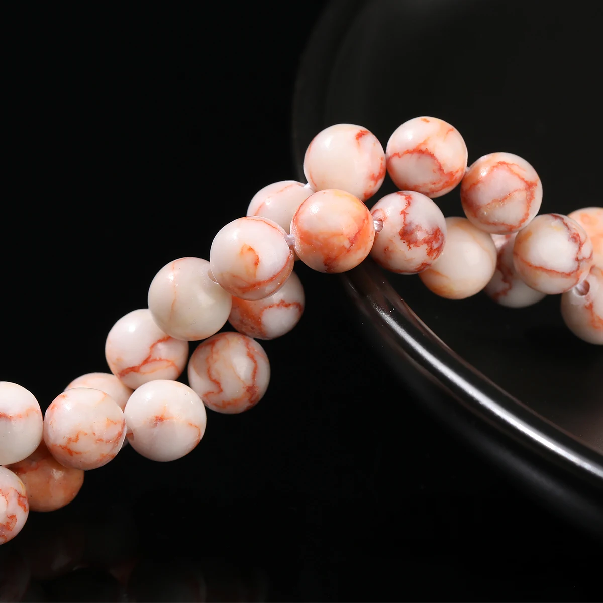 4 6 8 10mm Natural Stone Red Striped Net Stone Bead Round Loose Spacer Bead for Jewelry Making DIY Bracelet Necklace Accessories - Image 5