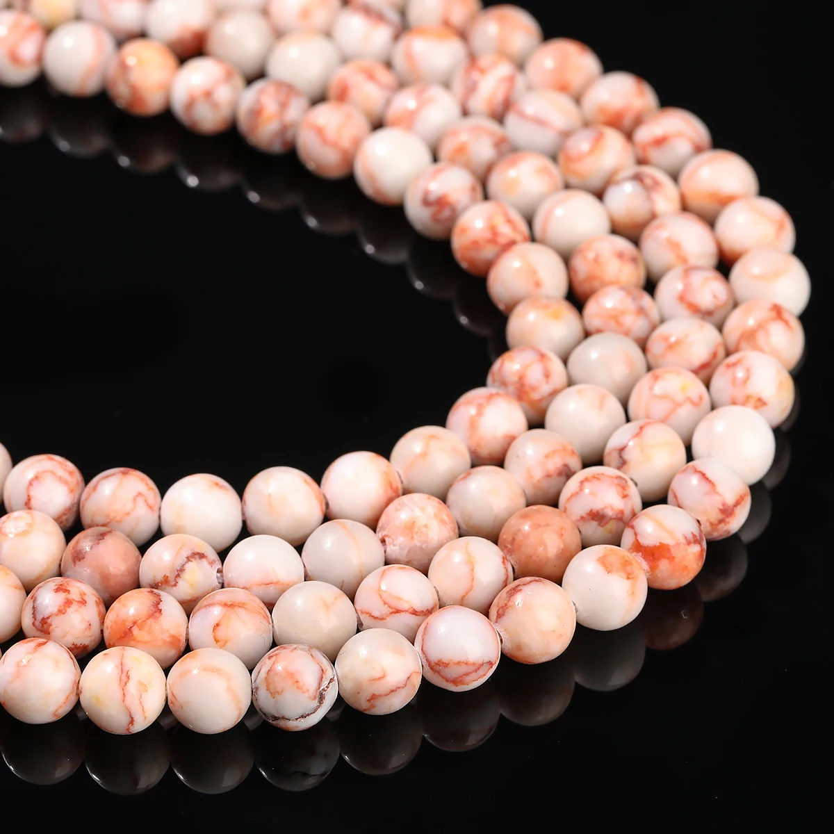 4 6 8 10mm Natural Stone Red Striped Net Stone Bead Round Loose Spacer Bead for Jewelry Making DIY Bracelet Necklace Accessories