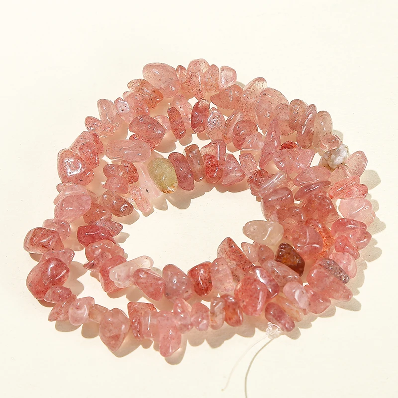5-8mm Natural Stone Strawberry Quartz Gravel Bead Irregular Chip Crystal Bead For Jewelry Making Diy Necklace Bracelet Accessory