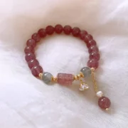 Best Sell Elegant Natural Strawberry Quartz & Moonstone 14K Gold Filled Female Bracelet Jewelry For Women Birthday Gifts Cheap