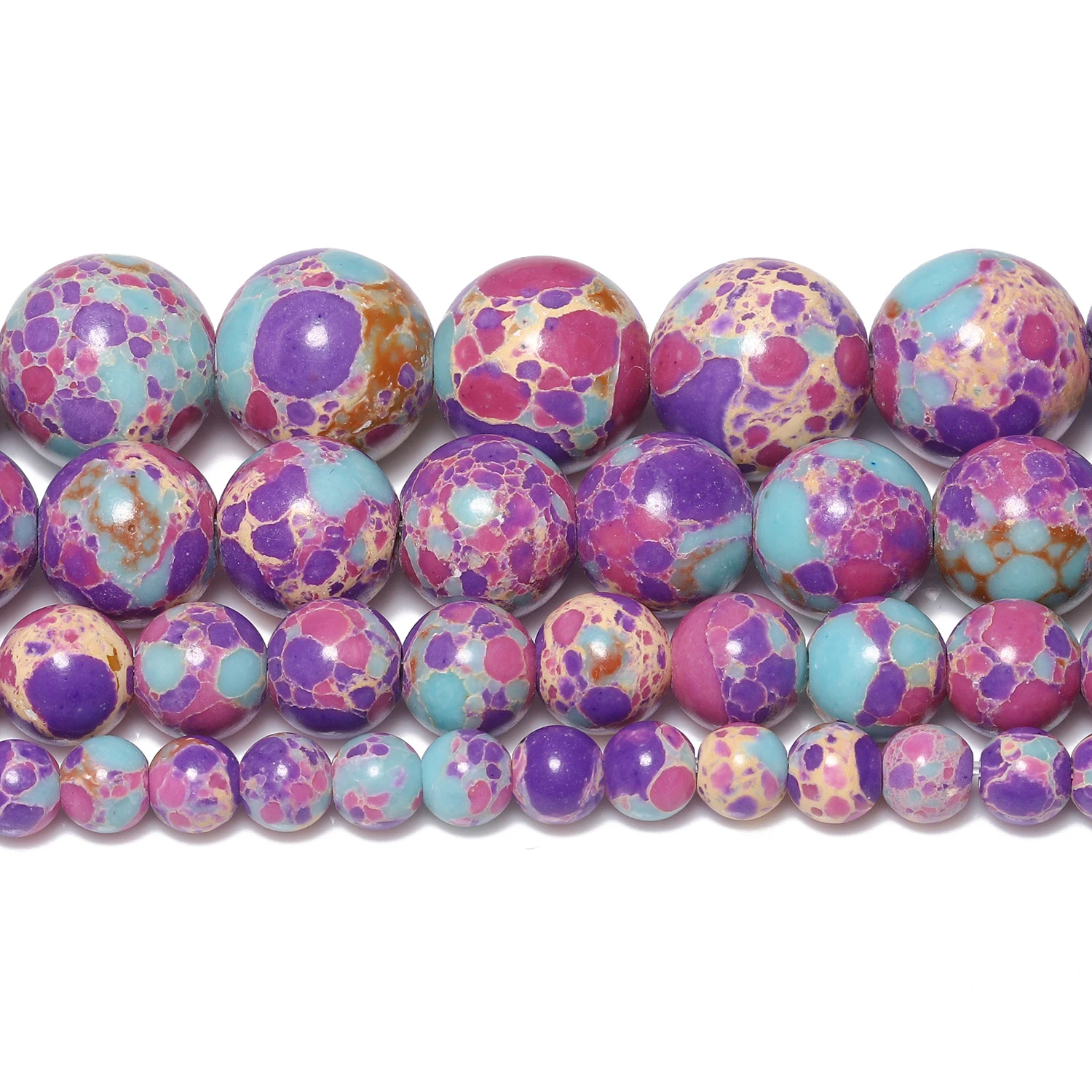 Flower Purple Sea Sediment Jasper Stone Beads 4-10mm Round Loose Spacer Beads for Jewelry Making Beadings Crafts Accessories - Image 3