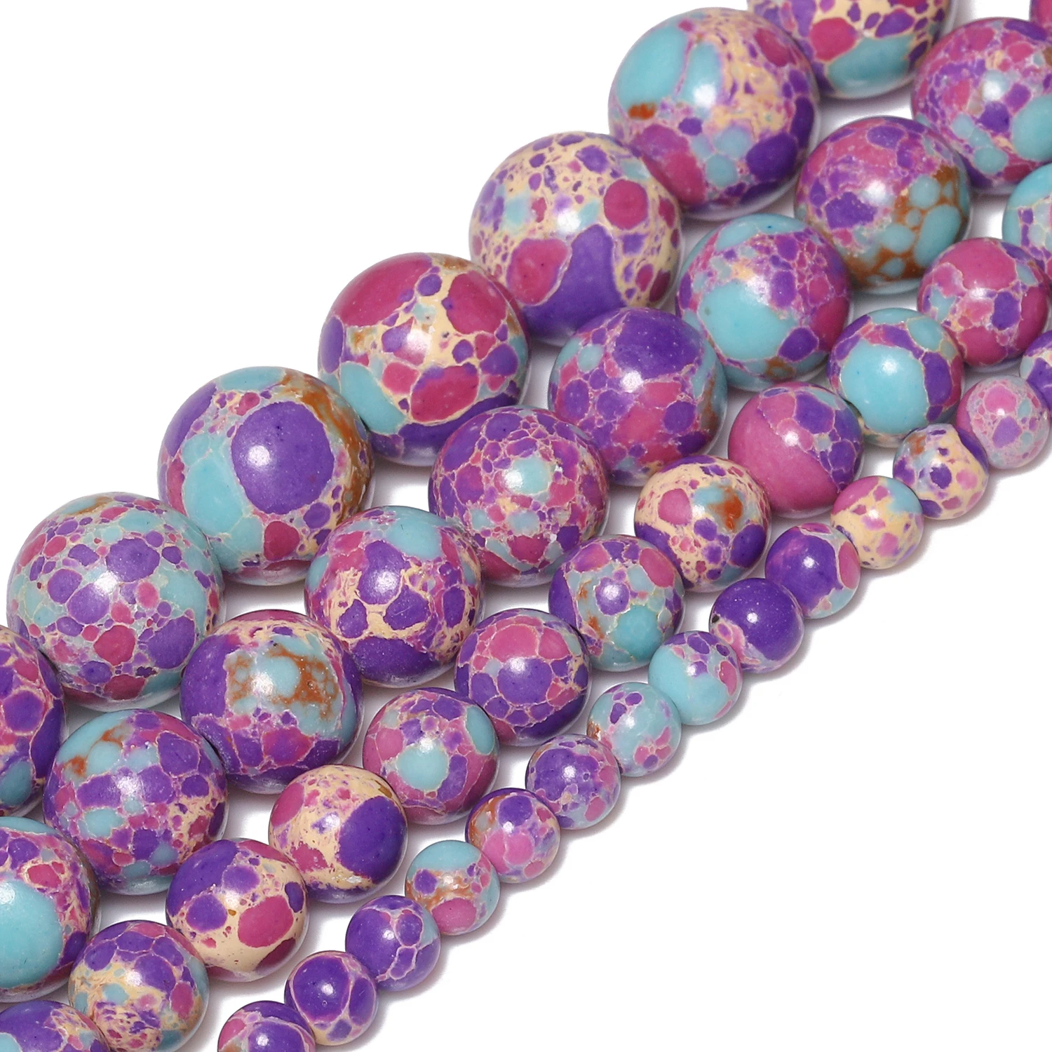 Flower Purple Sea Sediment Jasper Stone Beads 4-10mm Round Loose Spacer Beads for Jewelry Making Beadings Crafts Accessories - Image 4