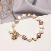 Handmade 14K Gold Filled Sweet Cat Animal Baroque Natural Freshwater Pearl Ladies Bracelets Jewelry For Women Birthday Gift