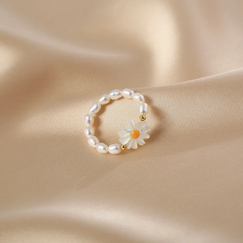 Hot Sell Elegant Sunflower 100% Natural Freshwater Pearl 14K Gold Filled Female Ring Jewelry For Women Party Gifts Cheap - Image 2