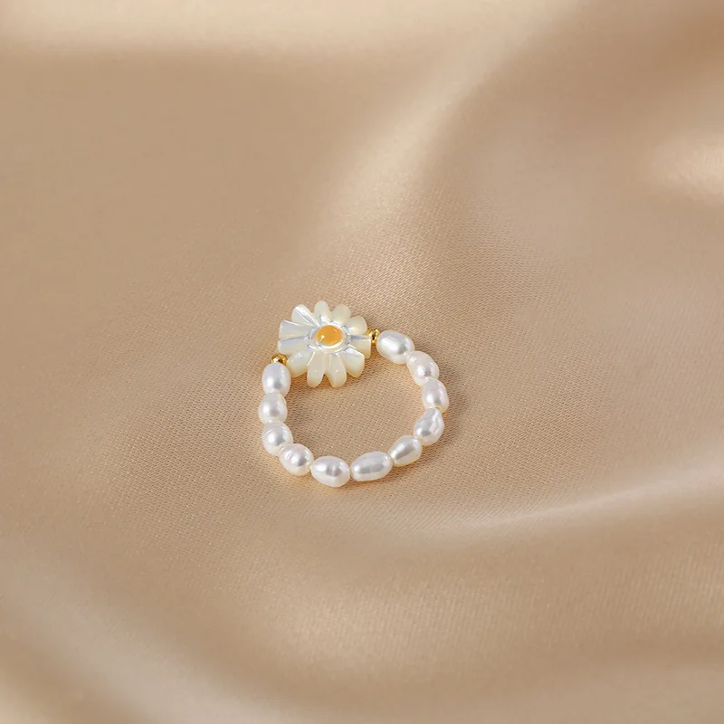 Hot Sell Elegant Sunflower 100% Natural Freshwater Pearl 14K Gold Filled Female Ring Jewelry For Women Party Gifts Cheap - Image 3