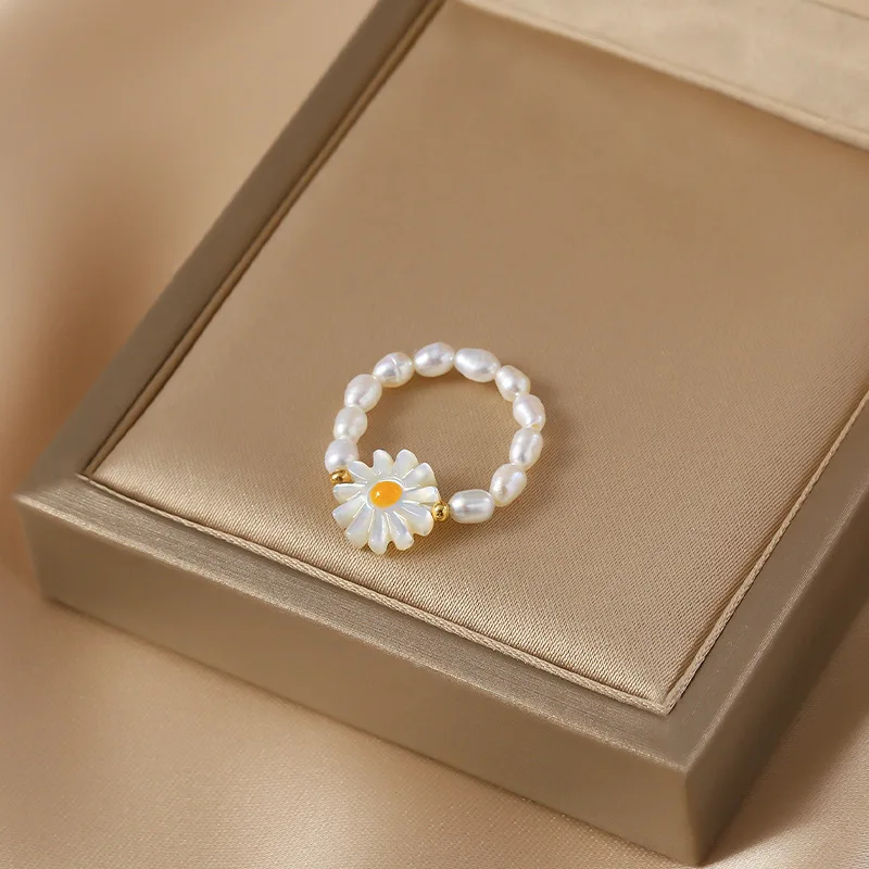 Hot Sell Elegant Sunflower 100% Natural Freshwater Pearl 14K Gold Filled Female Ring Jewelry For Women Party Gifts Cheap - Image 4