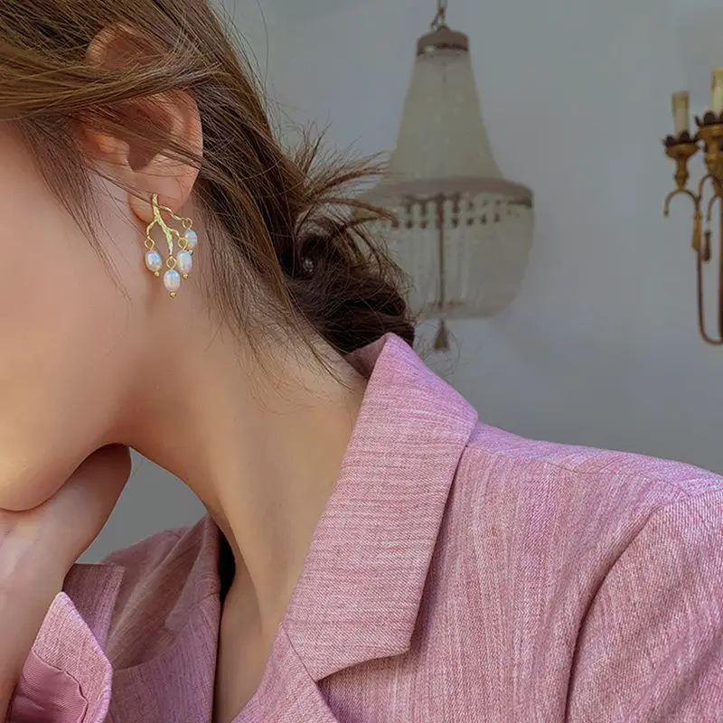 Individual Tree Branch Design Natural Freshwater Pearl 14K Gold Filled Ladies Tassels Stud Earrings Jewelry For Women Gifts - Image 4