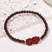 4mm Natural Garnet Bead Purple Cinnabar Pixiu Wealth Lucky Bracelet Women Elegant Healing Thin Bangles Girls Yoga Jewelry Gift