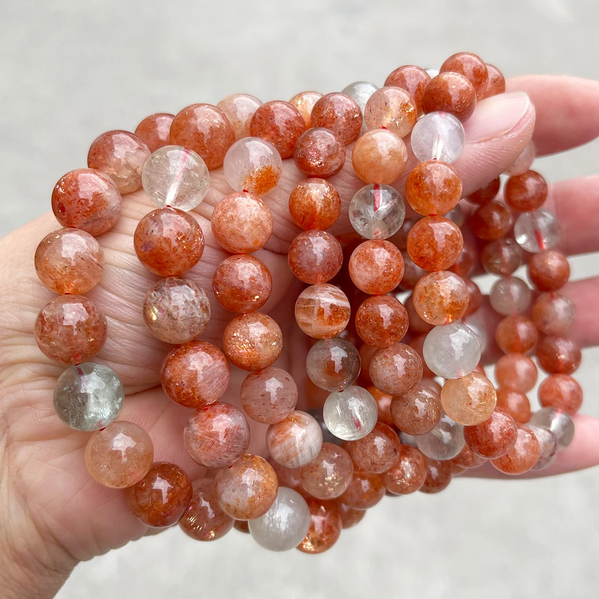 5A Genuine Natural Golden Sunstone Arusha Bead Bracelet for Women Fashion Charm Beautiful Stretch Bangles Couple Jewelry Gift
