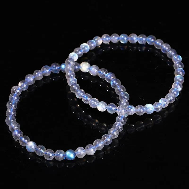 5A Genuine Natural Gray Moonstone Bead Charm Bracelets Women Men Fashion Blue Light Flash Labradorite Strand Energy Bracelet - Image 3
