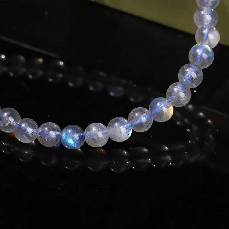 5A Genuine Natural Gray Moonstone Bead Charm Bracelets Women Men Fashion Blue Light Flash Labradorite Strand Energy Bracelet - Image 4