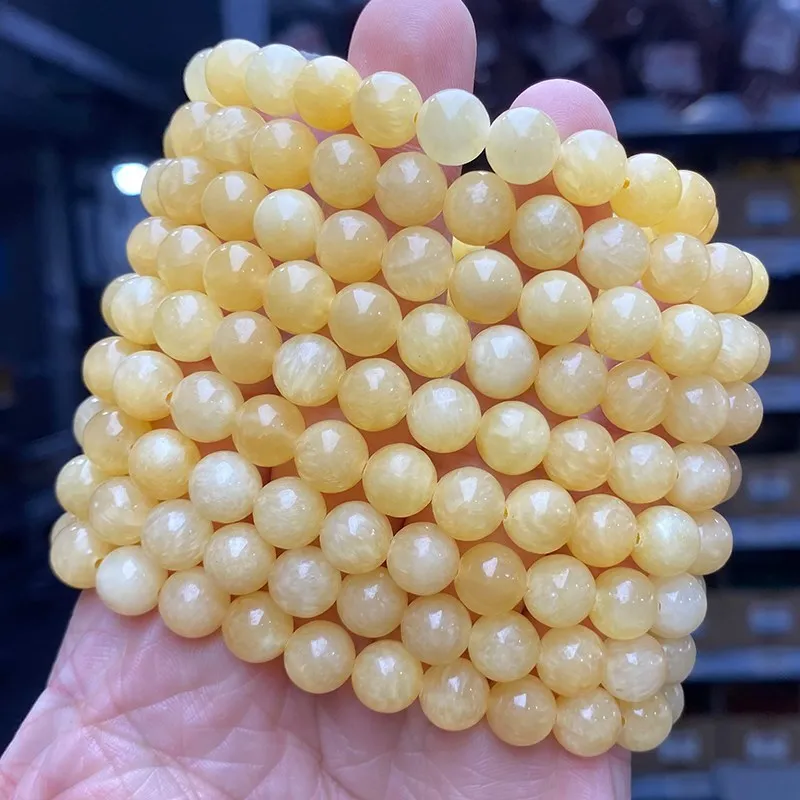 5A Genuine Natural Yellow Jade Beaded Bracelets Women Fashion Round Buddha Stone Elastic Rope Bangles Yoga Jewelry For Gift - Image 4