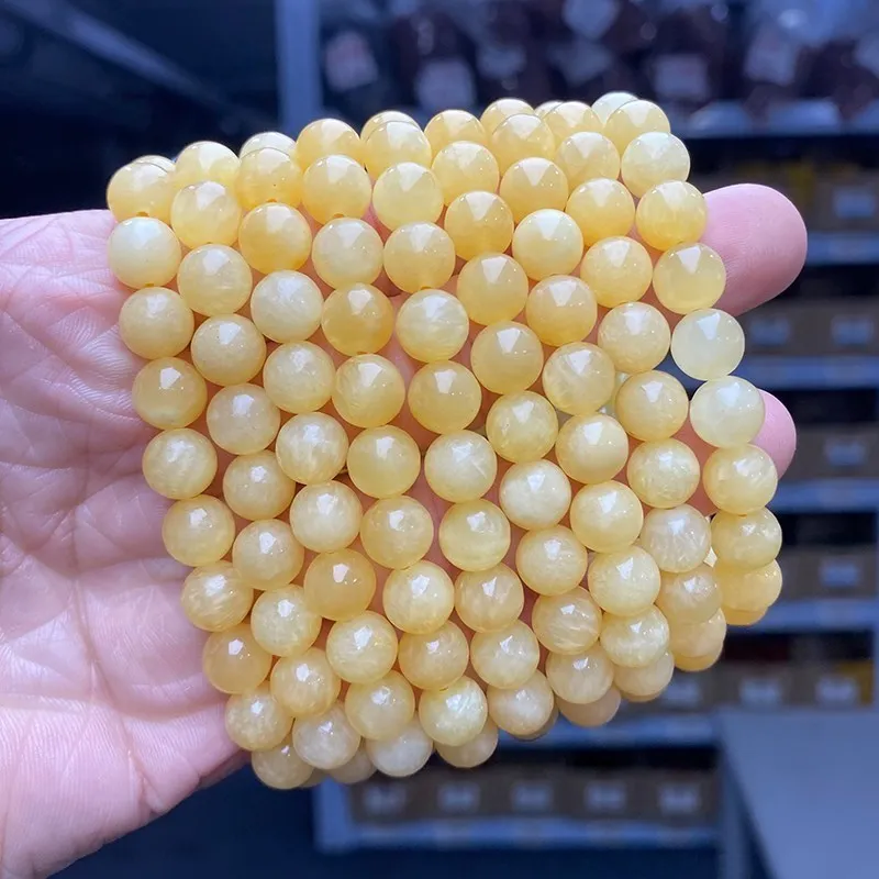 5A Genuine Natural Yellow Jade Beaded Bracelets Women Fashion Round Buddha Stone Elastic Rope Bangles Yoga Jewelry For Gift - Image 5