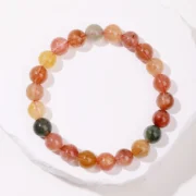 5A Natural Multicolor Rutilated Quartz Colorful Crystal Charm Bracelets Women Simple Round Bead Stretch Healing Yoga Jewelry
