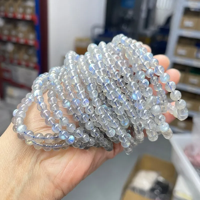 5A Quality Genuine Natural Gray Moonstone Stone Beaded Bracelets Women Men Charm Round Gems Energy Healing Bangles Jewelry - Image 3