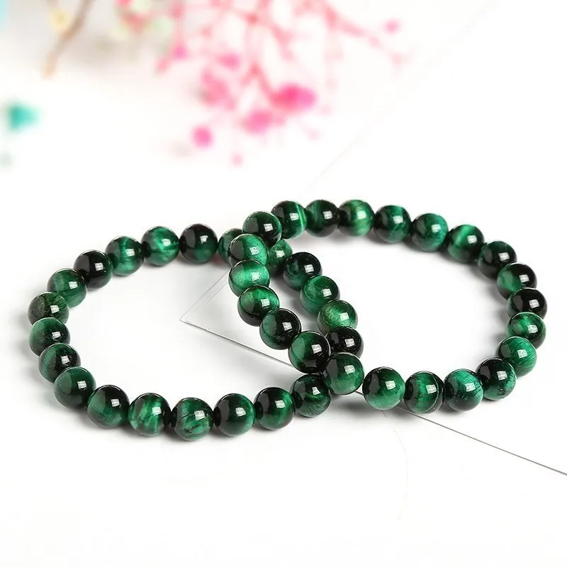 6/8/10/12mm Green Tiger Eye Beaded Bracelets Trendy Natural Stone Bracelet For Women Lucky Men Jewelry