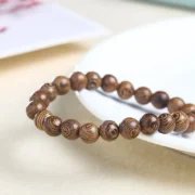 6 8 10mm Natural Wenge Wooden Vintage Bracelet Women Men Mala Meditation Prayer Buddha Stretch Bangles Yoga Hand String Gift