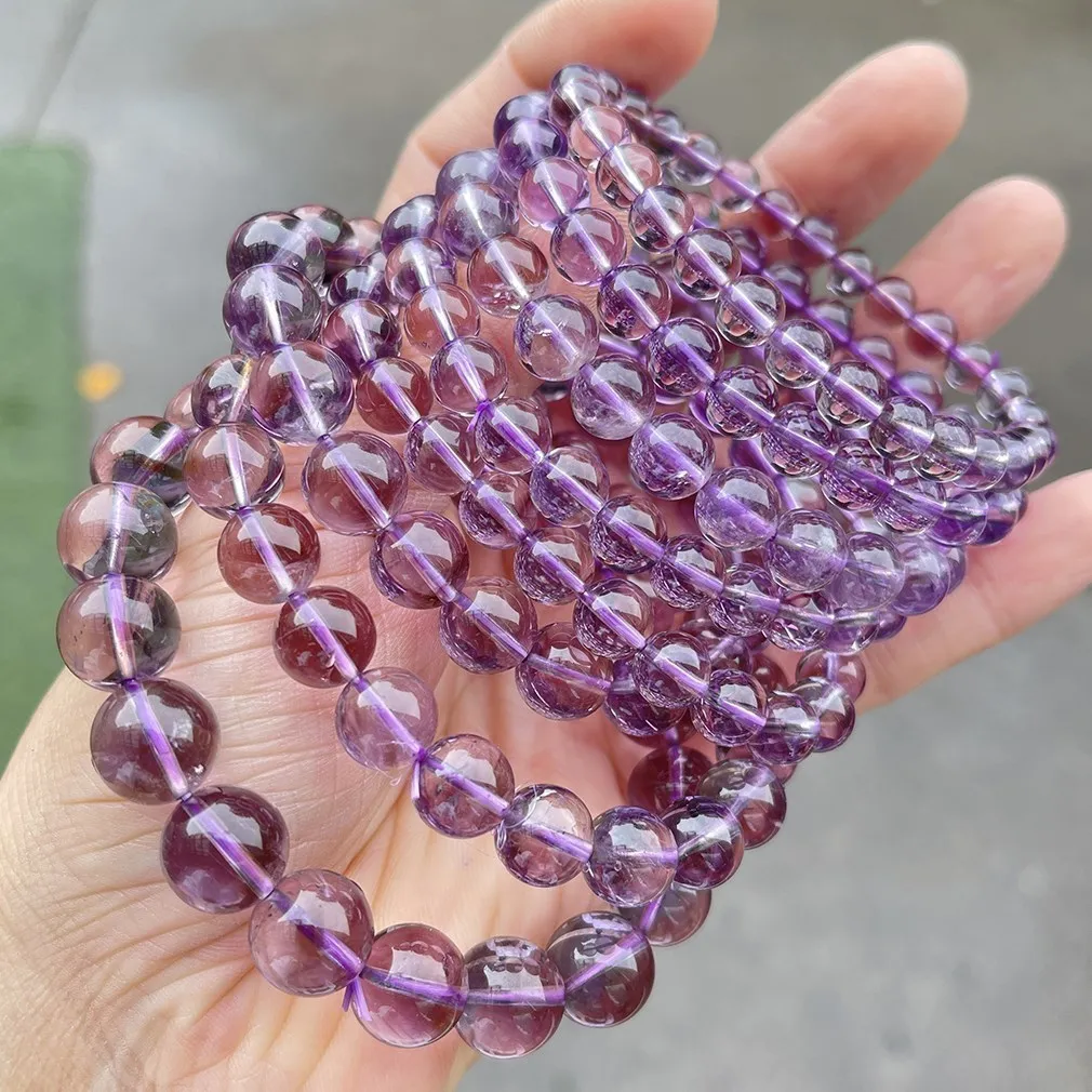 7A Natural Brazilian Ice Amethyst Bead Bracelets Women Men Light Purple Energy Crystal Stone Strand Bracelet Reiki Healing Spiritual Jewelry - Image 2