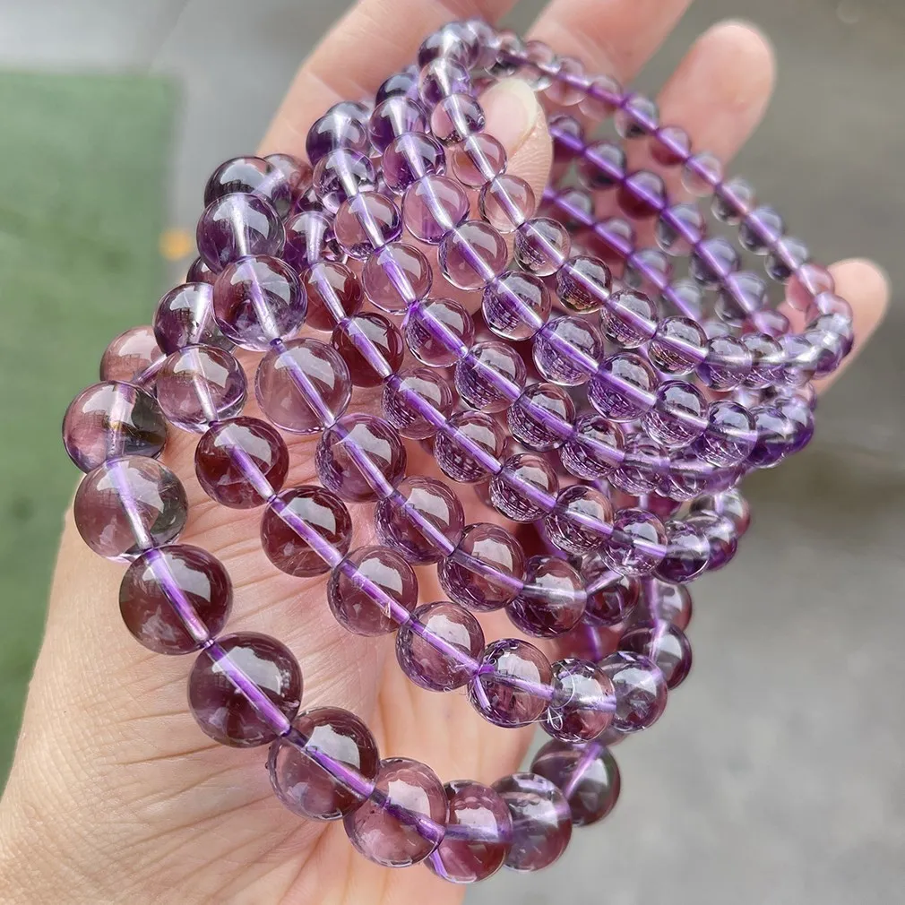 7A Natural Brazilian Ice Amethyst Bead Bracelets Women Men Light Purple Energy Crystal Stone Strand Bracelet Reiki Healing Spiritual Jewelry - Image 5