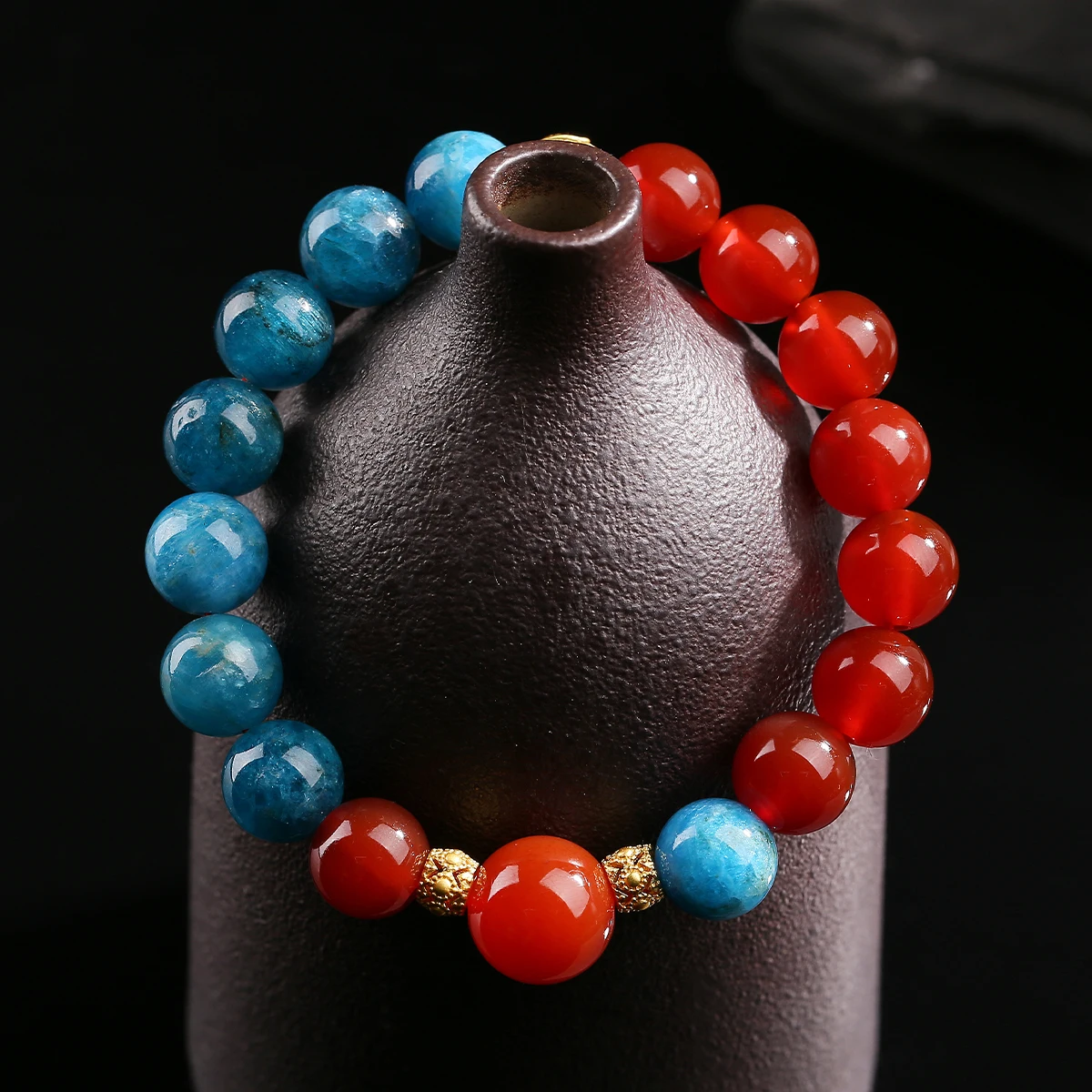 Cartoon Ne Zha Aobing CP Bracelets Natural Stone Red Agate Apatite Bead Handmade Birth Of The Demon Child Ne Zha Jewelry - Image 3