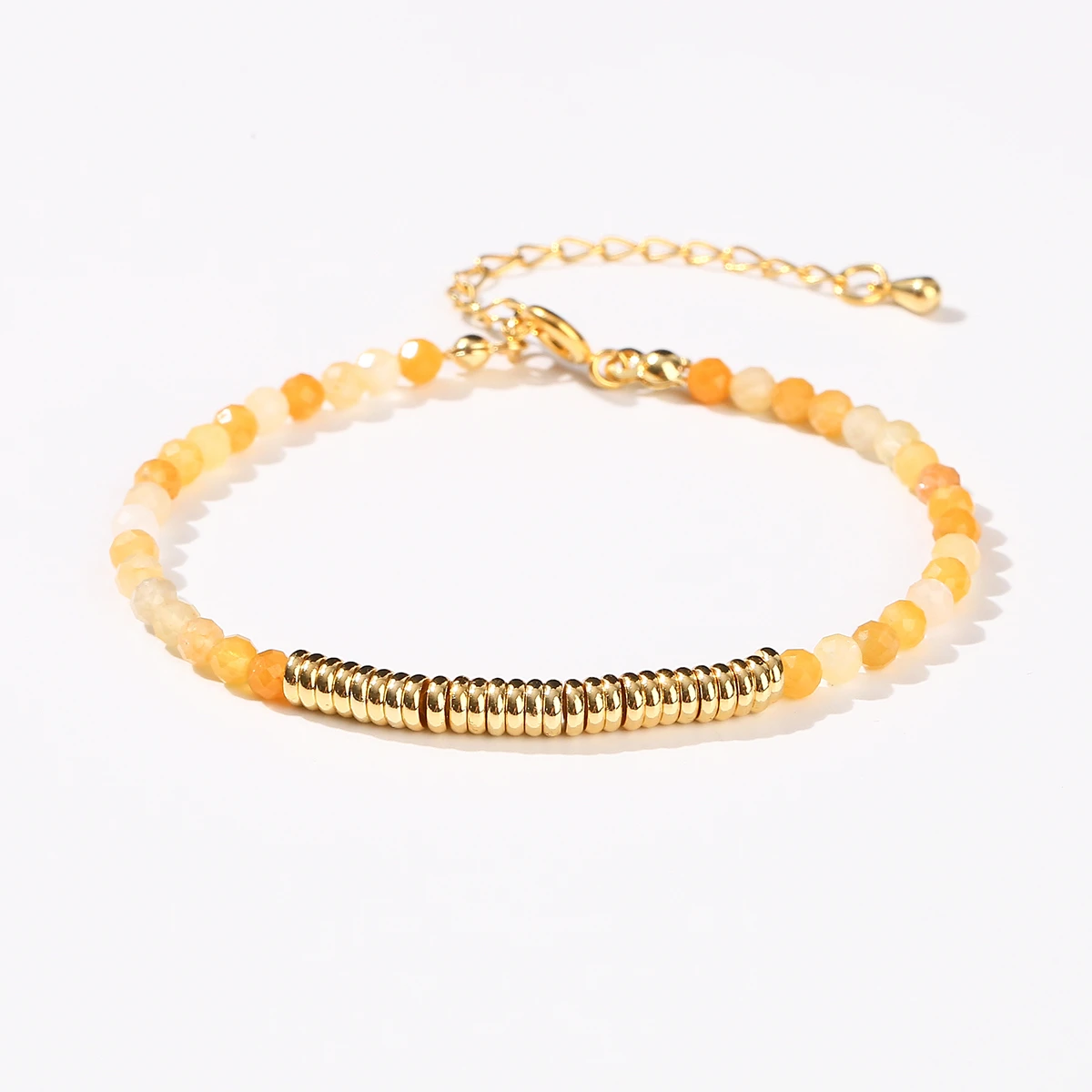 Faceted Natural Stone Beaded Bracelet Women Bohe Style With 18k Gold Plated Stainless Steel Spacer Beads Healing Jewelry Gift - Image 2