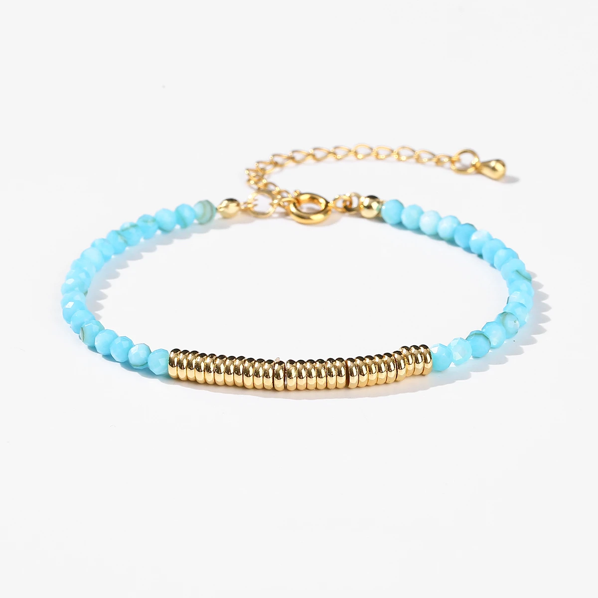 Faceted Natural Stone Beaded Bracelet Women Bohe Style With 18k Gold Plated Stainless Steel Spacer Beads Healing Jewelry Gift - Image 3